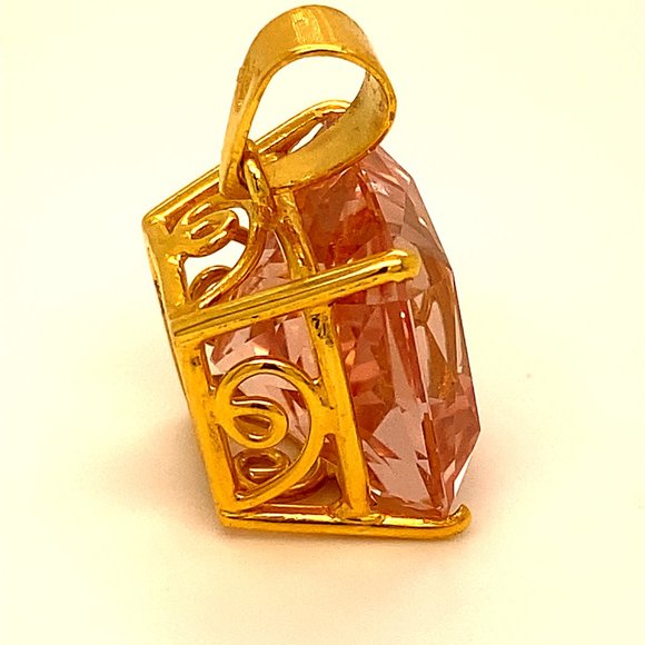 Morganite 20.70ct Solid 18K Yellow Gold Pendant - Picture 4 of 7
